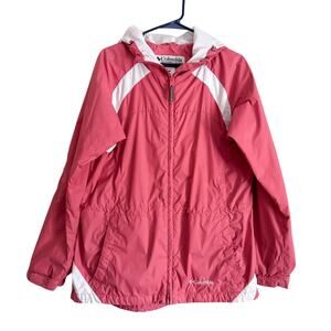 Columbia Rain Jacket Storm Dry Waterproof Hooded Packable Pink Breathable